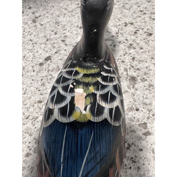 Vintage Hand Carved Wooden And Painted Duck - Picture 4 of 8